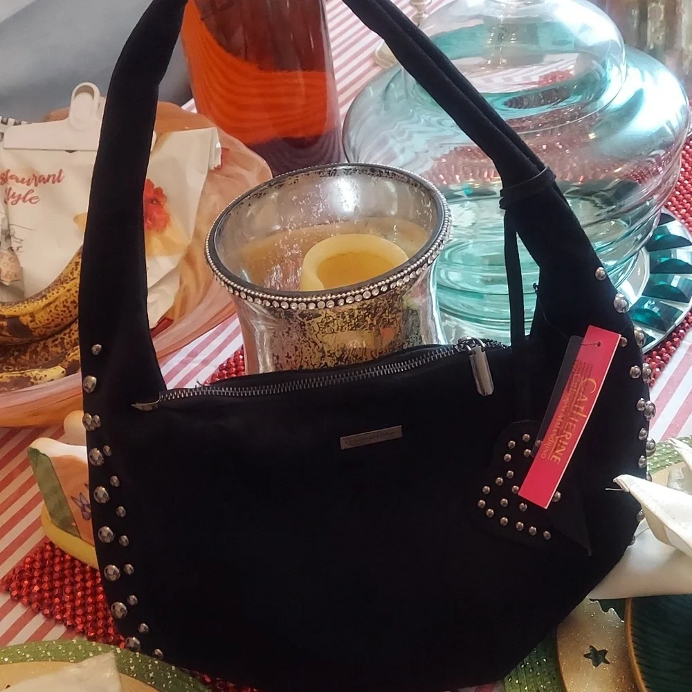 Catherine Malandrino Black Shoulder Bag with Stud Accents - Picture 7 of 8
